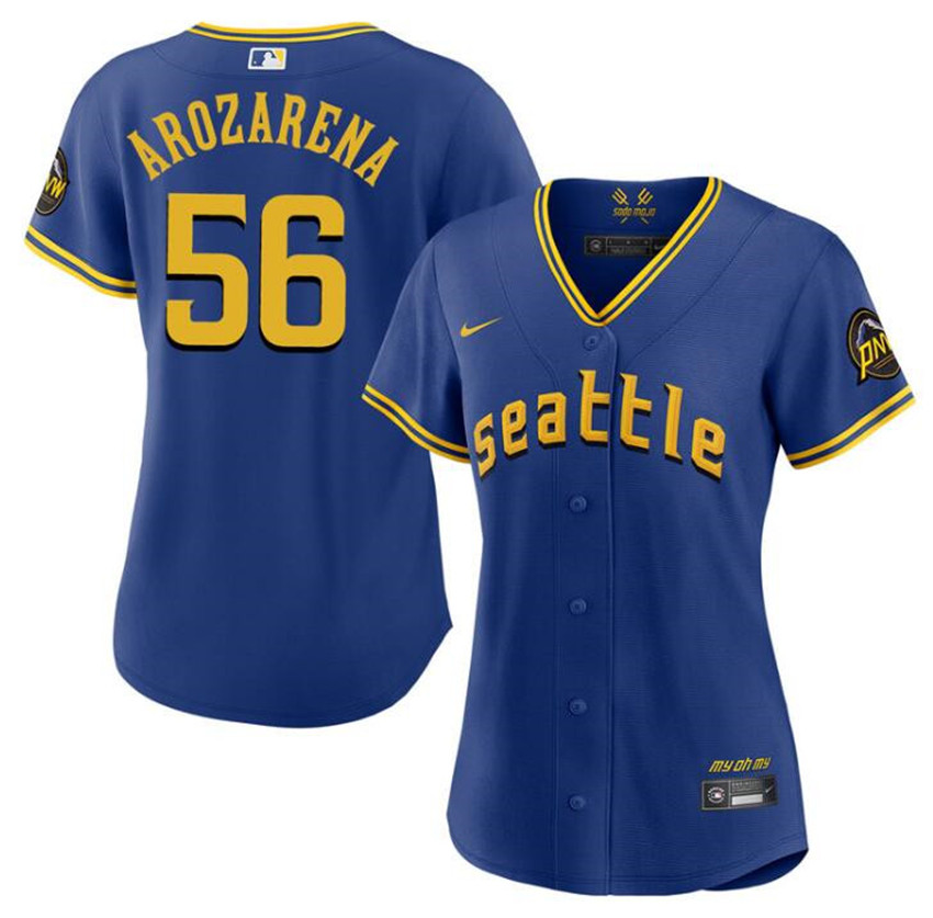 Women's Royal Seattle Mariners #56 Randy Arozarena City Connect Stitched jersey(Run Small)